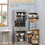 HOMCOM 72" Kitchen Buffet with Hutch, Freestanding Pantry Cabinet with Utility Drawer, 2 Door Cabinets, Adjustable Shelves and Countertop, Gray Wood Grain W2225S00019