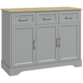HOMCOM Sideboard Buffet Cabinet with 3 Storage Drawers, Kitchen Cabinet Coffee Bar Cabinet with Adjustable Shelf for Living Room, Gray W2225S00020