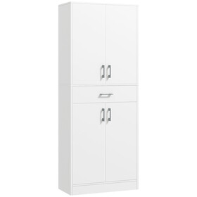 HOMCOM 71" Kitchen Pantry Cabinet with Drawer and Adjustable Shelf, Freestanding Tall Storage Cabinet with 2 Double Door Cupboards, White W2225S00021
