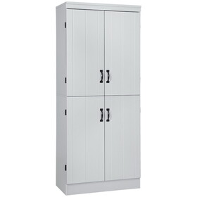 HOMCOM 70" Kitchen Pantry, Tall Freestanding Storage Cabinet, 6-tier Shelving with 2 Adjustable Shelves and 4 Doors for Dining Room, Gray W2225S00026