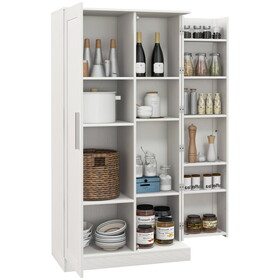 HOMCOM 63" Kitchen Pantry Storage Cabinet, 14-Tier Freestanding Kitchen Cupboard with 2 Doors, Adjustable Shelves for Living Room, Dining Room, White W2225S00028