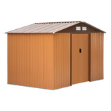 Outsunny 9' x 6' Outdoor Storage Shed, Garden Tool House with Foundation, 4 Vents, and 2 Easy Sliding Doors for Backyard, Patio, Garage, Lawn, Yellow W2225S00033