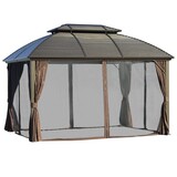 Outsunny 10' x 12' Hardtop Gazebo Canopy with Galvanized Steel Double Roof, Aluminum Frame, Permanent Pavilion Outdoor Gazebo with Netting and Curtains for Patio, Garden, Backyard, Deck, Lawn