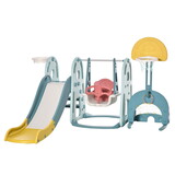 Qaba Multi-Activity Extra Safe Baby Slide and Swing Set for Toddlers with Basketball Hoop, 5-in-1 Toddler Playset Backyard Toy W2225S00037