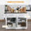 HOMCOM Rolling Kitchen Island with Storage, Portable Kitchen Cart with Stainless Steel Top, 2 Drawers, Spice, Knife and Towel Rack and Cabinets, White