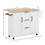HOMCOM Kitchen Island with Drop Leaf, Rolling Kitchen Cart on Wheels with 3 Drawers, 2 Cabinets, Natural Wood Top, Spice Rack and Towel Rack, White