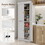HOMCOM 72.5" Kitchen Pantry Storage Cabinet, Freestanding Kitchen Cupboard with 4 Doors and Adjustable Shelves for Dining Room, MDF White