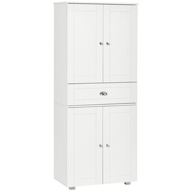 HOMCOM 72" Freestanding Kitchen Pantry Cabinet with 2 Large Double Door Cabinets and 1 Center Drawer, White