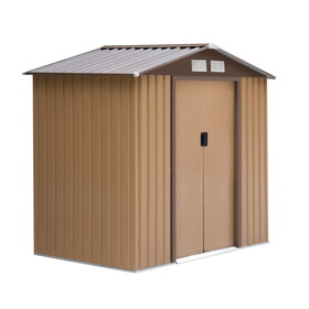 Outsunny 7' x 4' Outdoor Storage Shed, Garden Tool House with Foundation, 4 Vents and 2 Easy Sliding Doors for Backyard, Patio, Garage, Lawn, Yellow W2225S00067