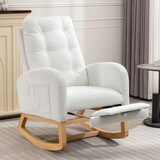 Accent Rocking Chair with Footrest High Back Rubber Wood Rocking Legs Bedroom Living Space 26.77D x 38.36W x 39.76H inch W2231P143508