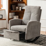 Accent Rocking Chair with Footrest High Back Rubber Wood Rocking Legs Bedroom Living Space W2231P188563