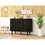 Sideboard Buffet Storage Cabinet, Accent Cabinet with Smoothly Sliding Tambour Doors, Modern Kitchen Buffet Cabinet with 3 Drawer and 2 Doors for Living Room Dining Room W2232P163989