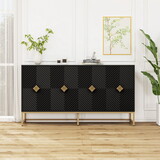 Carved 4 Door Sideboard,Sideboard Buffet Cabinet with Storage,Modern Coffee Bar Cabinet with Adjustable Shelf for Living room,Diningroom,Kitchen