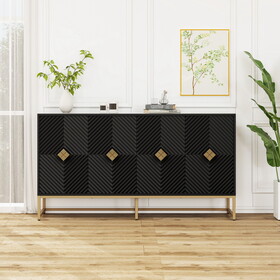 Carved 4 Door Sideboard,Sideboard Buffet Cabinet with Storage,Modern Coffee Bar Cabinet with Adjustable Shelf for Living room,Diningroom,Kitchen