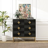3 Drawer Storage Cabinet,3 Drawer Modern Dresser, Chest of Drawers with Decorative Embossed Pattern Door for Entryway,Living Room,Bed Room