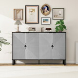 Carved 4 Door Sideboard Sideboard Buffet Cabinet with Storage Black and White Striped Sideboard, Modern Coffee Bar Cabinet with Adjustable Shelf for Living room Diningroom Kitchen W2232P189266