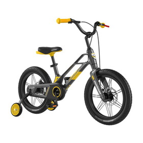 Montasen Kids Bike 16 inch Bicycle for Boys Girls Ages 4-8 Years, Lightweight Magnesium Alloy Frame, Disc Adjustable Handlebar Training Wheels Gray Yellow Color W2233P146457