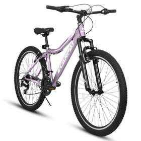 A24208 Ecarpat 24 inch Mountain Bike, 21-Speed V-Brake, Front Suspension, Carbon Steel Frame Mountain Bike for Teenagers Girls Women Bicycles