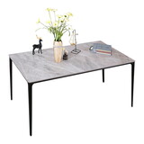 Dining Table Sintered Stone Marble Dining Table Porcelain Table top Sturdy legs Aluminium Alloy legs Table for Dining Room, Kitchen Room, Living Room, 63 inch Table for 6 persons, Grey Table Only