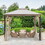 10*10FT Soft Top Canopy Patio, Outdoor Double Roof Shaded Gazebo, Metal Frame with Hanging Curtain Tent for Garden, Lawn, Backyard W2259P155242