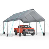 12*20 Heavy Duty Carport Canopy - Extra Large Portable Car Tent Garage with Adjustable Peak Height from 9.5ft to 11ft,Metal Roof &Side Walls for Car, SUV,Boats&Truck Party Tent Shelter Logic Storage