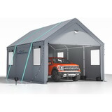 Sannwsg 10x16 Heavy Duty Carport Canopy - Extra Large Portable Car Tent Garage with Roll-up Windows and All-Season Tarp Cover,Side Walls & Removable Roof for Car, SUV,Boats&Truck Shelter Logic Storage