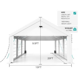 Party Tent - 20x20FT Heavy Duty Canopy Tent with Removable Sidewalls,2 Box Outdoor Waterproof Patio Camping Gazebo Shelter,Perfect for Wedding Holiday Birthday BBQ Backyard Evening Tent W2259S00014