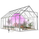 6x12 Outdoor Greenhouse - Walk-in Heavy Duty Storage Shed with Adjustable Vent Window&Lockable Hinged Door,Polycarbonate Greenhouses for Garden Plants,UV Protection Metal Sun Room for Garden, Backyard