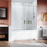 Frameless Sliding Bathtub Door 56-60 in.W x 62 in.H, Bypass Tub Glass Sliding Shower Doors, 3/8