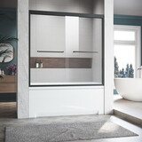 Sliding Glass Tub Door 56-60 in. W x 62 in. H, Matte Black Semi Frameless Double Bathtub Door, Certified Thick Clear Clear Tempered Glass, 304 Stainless Steel Handles. W2269P144321