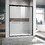 Sliding Shower Glass Door 56-60 in. W x 72 in. H, Adjustable Semi Frameless Shower Door, Certified Thick Clear Clear Tempered Glass, 304 Stainless Steel Handles, Black Finish W2269P144324