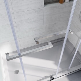 Frameless Bathtub Shower Doors 56-60 W x 62 H,Bypass Tub Glass Sliding Shower Doors,3/8(10mm) Thick Clear Tempered,Chrome W2269P144325