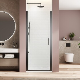 Pivot swing single glass panel shower door 34 in.W x 72 in.H,adjustable 33.5-35 inch frameless shower door with 1/4 inch clear tempered glass,matte black hardwares W2269P249430