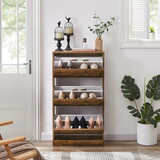 Three-tier wooden shoe cabinet for storing 18-20 pairs of shoes-Grey W2272140315