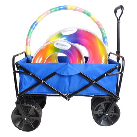 Folding Wagon Garden Shopping Beach Cart (Blue) W22735630