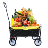 Folding Wagon Garden Shopping Beach Cart (black+yellow) W22735647