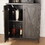 Farmhouse Bar Cabinet for Liquor and Glasses, Dining Room Kitchen Cabinet with Wine Rack, Sideboards Buffets Bar Cabinet L26.89"*W15.87"*H67.3" Charcoal Grey W2275P148520