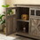 3 Doors Cabinet Large Buffet Sideboard Cabinet, Bar Wine Cabinet for Entryway Living Room Buffet Cabinet Table Coffee Bar Wine Bar Large Storage Space Cabinet for Dining Room Gray Wash W2275P149113