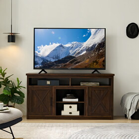 Farmhouse Barn door TV Media Stand Modern Entertainment Console for TV Up to 65" with Open and Closed Storage Space,Espresso L57.87*W15.75*H30.31 W2275P149121