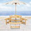 Outdoor 6 Person Picnic Table, 6 person Round Picnic Table with 3 Built-in Benches, Umbrella Hole, Outside Table and Bench Set for Garden, Backyard, Porch, Patio, Natural W2275P149762
