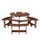 Outdoor 6 Person Picnic Table, 6 person Round Picnic Table with 3 Built-in Benches, Umbrella Hole, Outside Table and Bench Set for Garden, Backyard, Porch, Patio, Brown W2275P149763