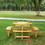 Outdoor 8 Person Picnic Table, 8 person Round Picnic Table with 4 Built-in Benches, Umbrella Hole, Outside Table and Bench Set for Garden, Backyard, Porch, Patio, Natural W2275P149764