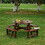 Outdoor 8 Person Picnic Table, 8 person Round Picnic Table with 4 Built-in Benches, Umbrella Hole, Outside Table and Bench Set for Garden, Backyard, Porch, Patio, Brown W2275P149765