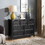 Modern 7 Drawers Dresser 7 Drawers Cabinet,Chest of Drawers Closet Organizers and Storage Clothes Storage Drawers Cabinet for Living Room, Farmhouse Dresser Organizer Black W2275P149785