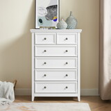 Modern 6 Drawers Dresser 6 Drawers Cabinet,Chest of Drawers Closet Organizers and Storage Clothes Storage Drawers Cabinet for Living Room, Farmhouse Dresser Organizer white W2275P149796