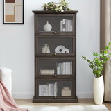 Glass display cabinet 4 Tier Glass Display Cabinet Storage Curio Cabinet with Flip up Glass Doors, Collectors Showcase Toy Figure Organizers Rack, Bookcase for Living Room BRO W2275P206601