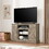 American retro TV Stand Farmhouse Classic Media TV Stand Antique Entertainment for TV up to 50" with Open and Closed Storage Space, Gray Wash, 47"W*15.5"D*30.75"H W2275P210013