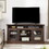 Modern TV Stand Media Stand Modern Entertainment Console for TV Up to 65" with Glass Door Open and Closed Storage Space, Brown, 60"W*15.75"D*29"H W2275P210030