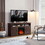 Farmhouse TV Media Stand, Large Barn Inspired Home Entertainment Console, with 18" Fireplace Insert, for TV Up to 65", with Open Shelves and Closed Cabinets, Espresso 57.87*15.75*30.31 W2275S00003