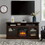 Modern TV Stand TV Media Stand Modern Entertainment Console with 18" Fireplace Insert for TV Up to 65" with Open and Closed Storage Space, Brown, 60"W*15.75"D*29"H W2275S00008